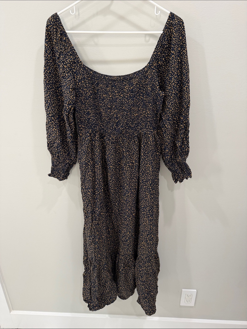 Women's navy & gold Puff Sleeve Maternity Dress
